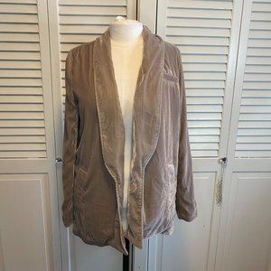 FREE PEOPLE VELOUR BEIGE OPEN FRONT JACKET